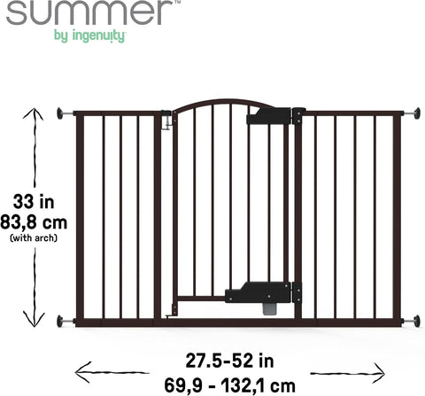 Ingenuity Easy Open Baby Gate & Dog Gate, Hands-Free Open Patent-Pending Foot Pedal, 27.5"-52" Wide, 28" Tall, Hardware or Pressure Mounted, Install in Doorway, Bottom of Stairs, or Wall - Espresso