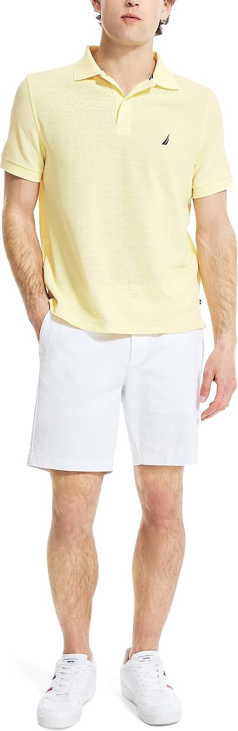 Nautica Men's Classic Short Sleeve Solid Performance Deck Polo Shirt