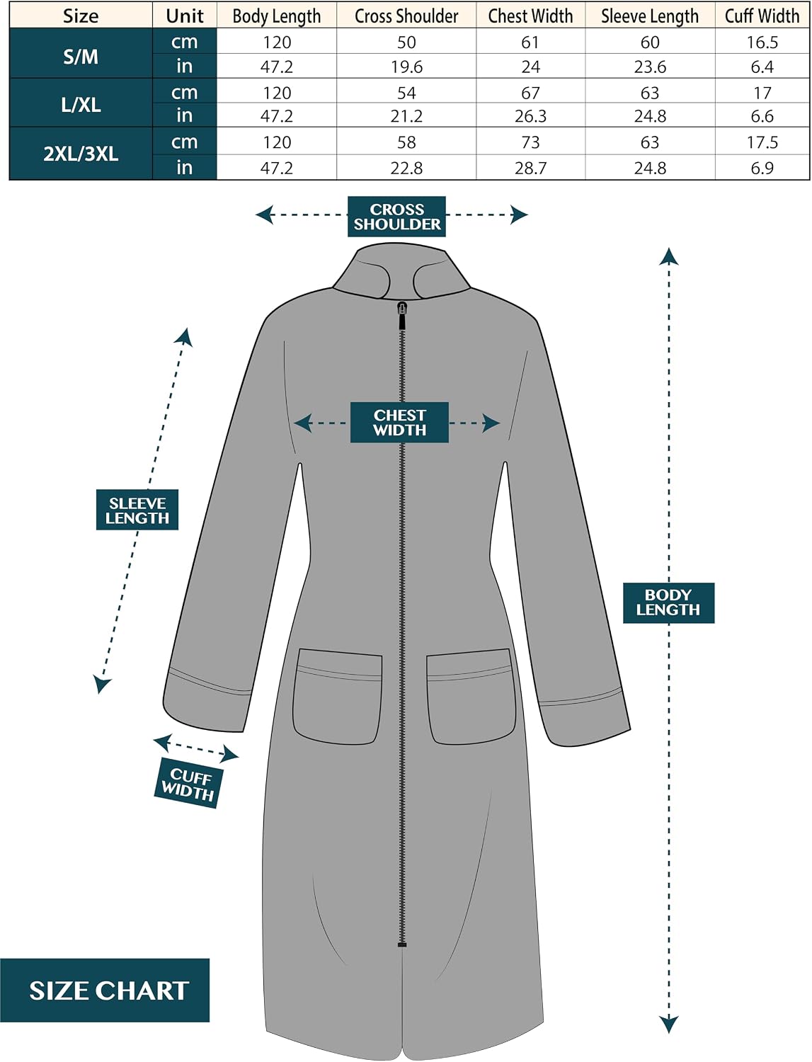 PAVILIA Womens Zip Up Robe with Pockets, Long Fleece Housecoat Bathrobe