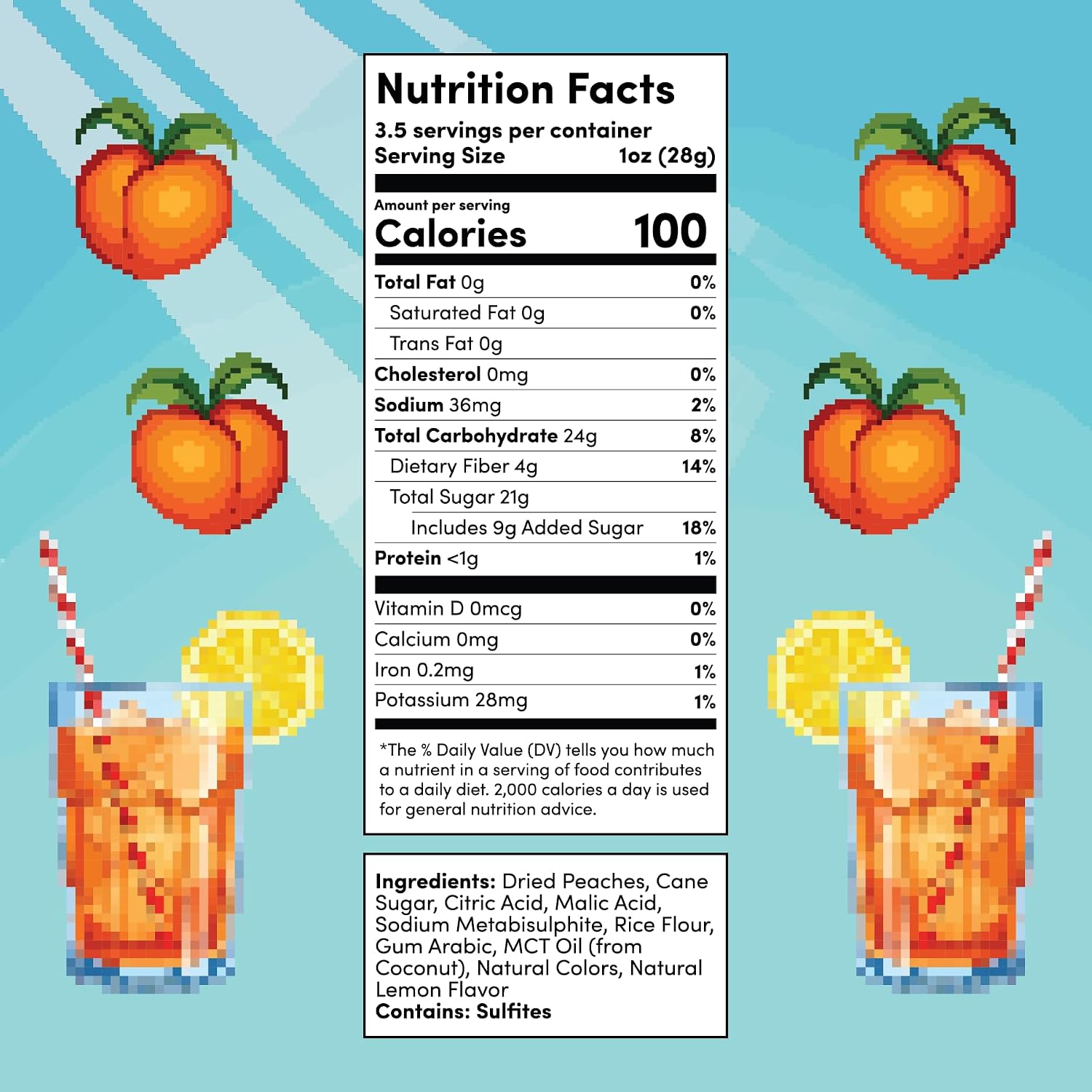 Final Boss Sour Fruit Candy, Lemon Iced Tea Peaches, Level 3 (1 Pack)