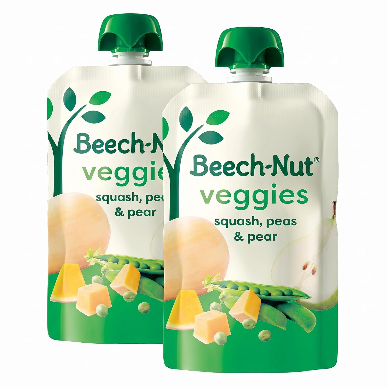 Beech-Nut Baby Food Pouches, Squash Peas Pears Veggie Puree Baby & Toddler Food, 3.5 oz (24 Pack)