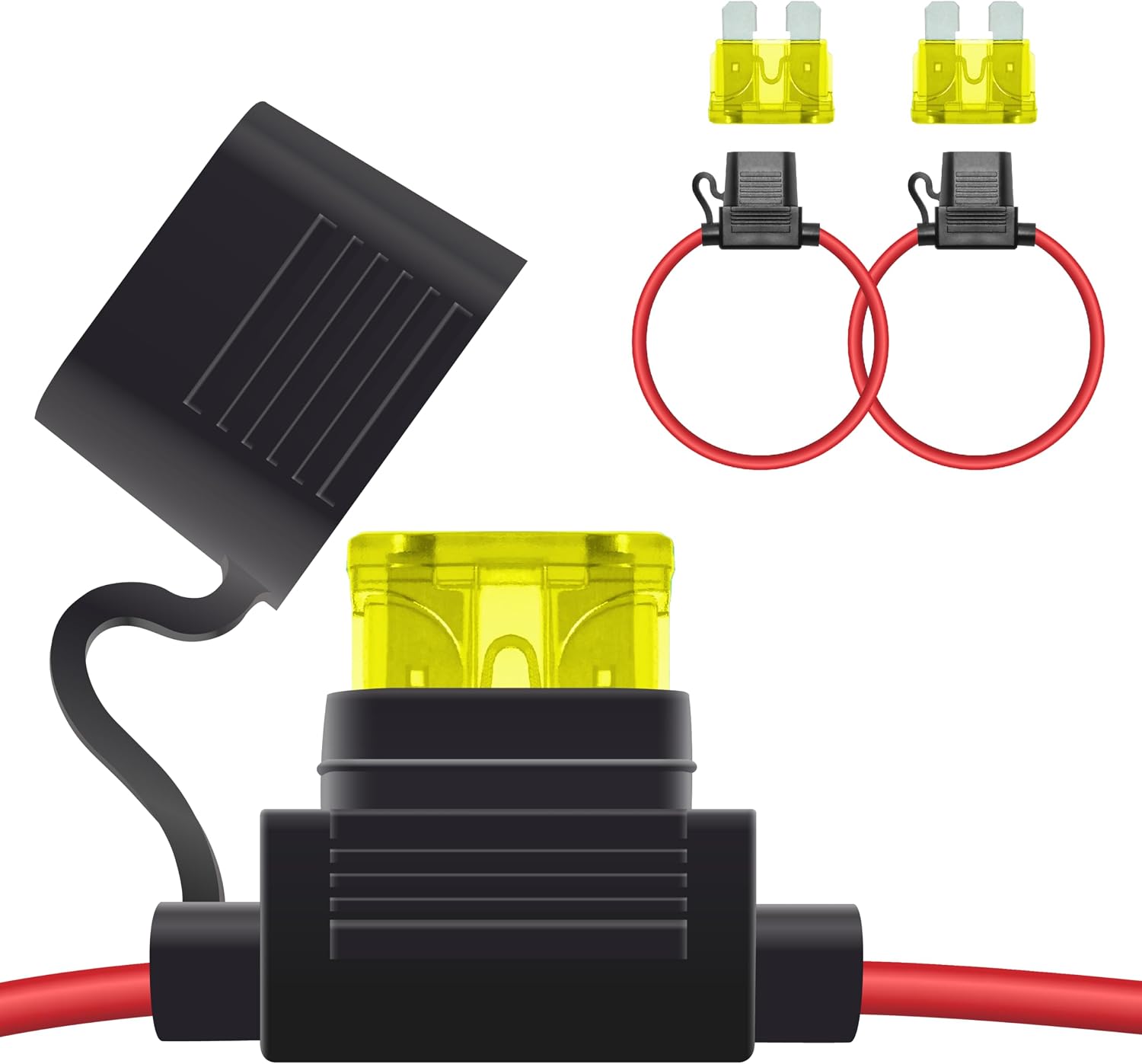 ecocstm 2 PCS Inline Fuse Holders 12V, 14 AWG Car Gauge Inline Fuses