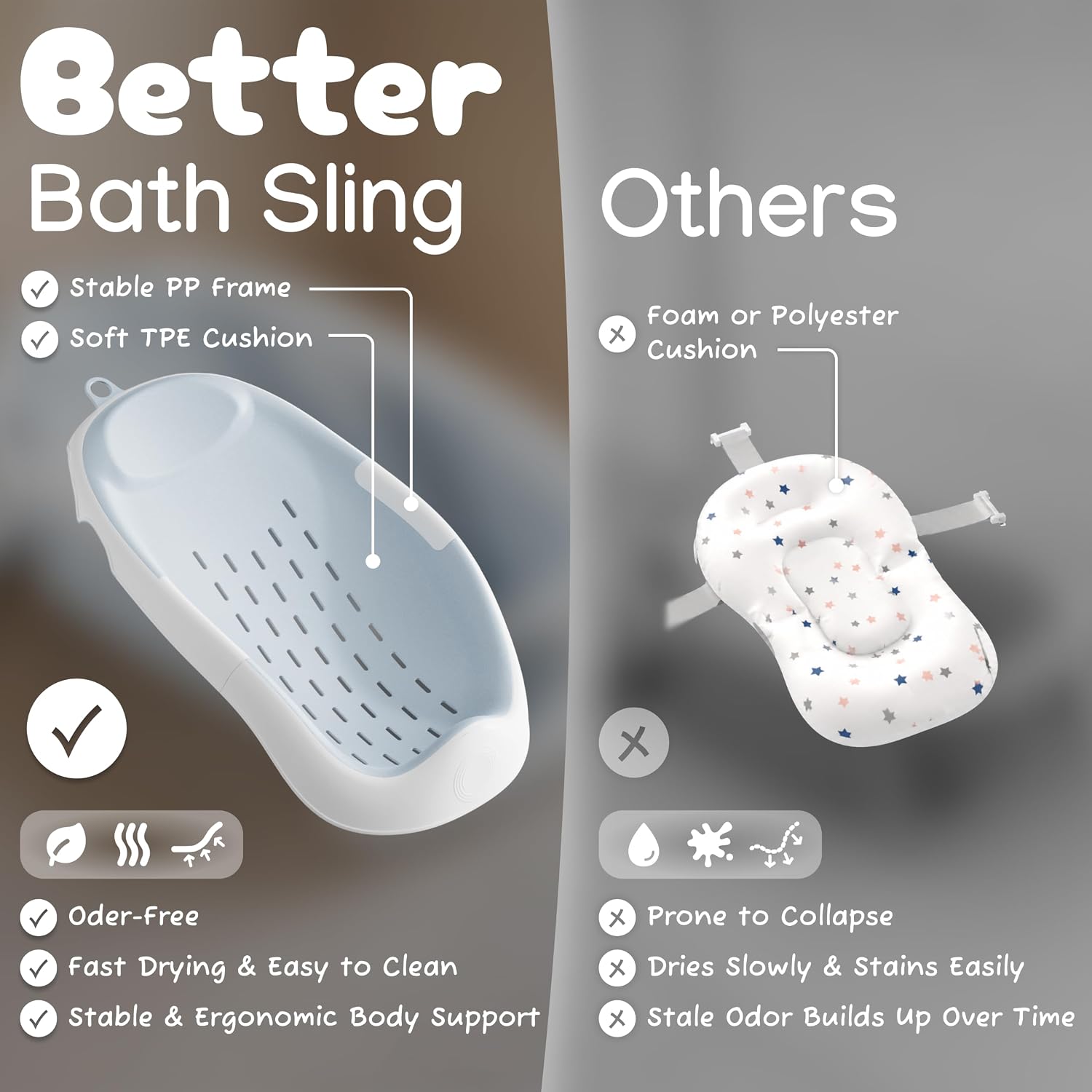 CheerTry 4-in-1 Collapsible Baby Bathtub for Newborn & Toddler 0-24M (Blue)