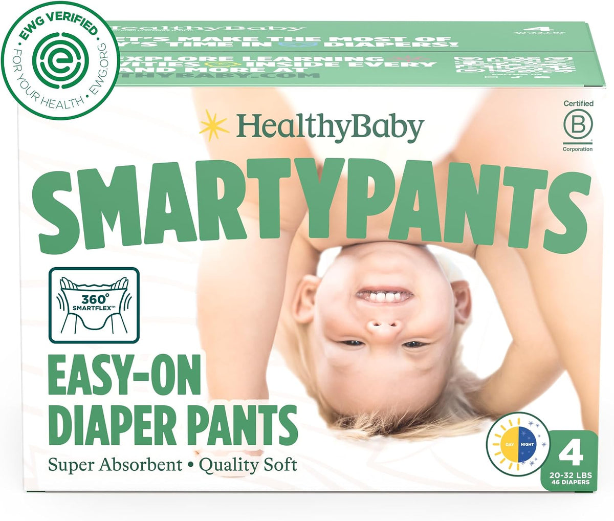 HealthyBaby Non-Toxic Training Pants Toddler Diapers - Size 4, 46 Count