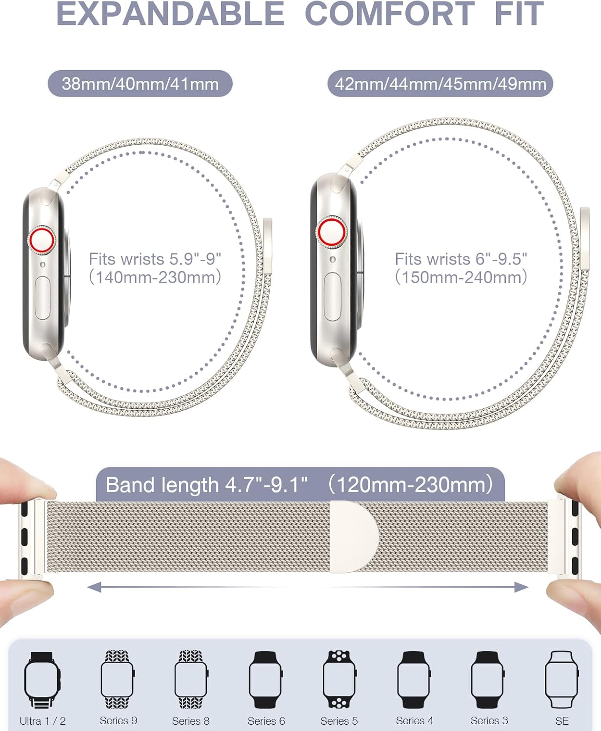 Original Milanese Loop Compatible with Apple Watch Bands for Women & Men