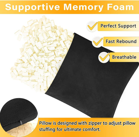 1 MIDDLE ONE 2 Pack Small Pillow, Memory Foam Mini Pillow 11 X 7 Inches for Travel, Sleeping, Nap and Neck, Knee, Lumbar Support, Tiny Cushion for Pet, Dogs (Black)