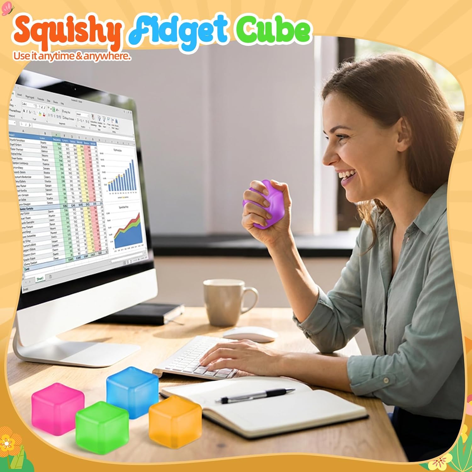 Squishy Stress Cube for Adults, Squishy Slow Rising Squishy Fidget Toys, Squeeze Toys for Classroom Prizes Party Favors Birthday Gifts(Blue)