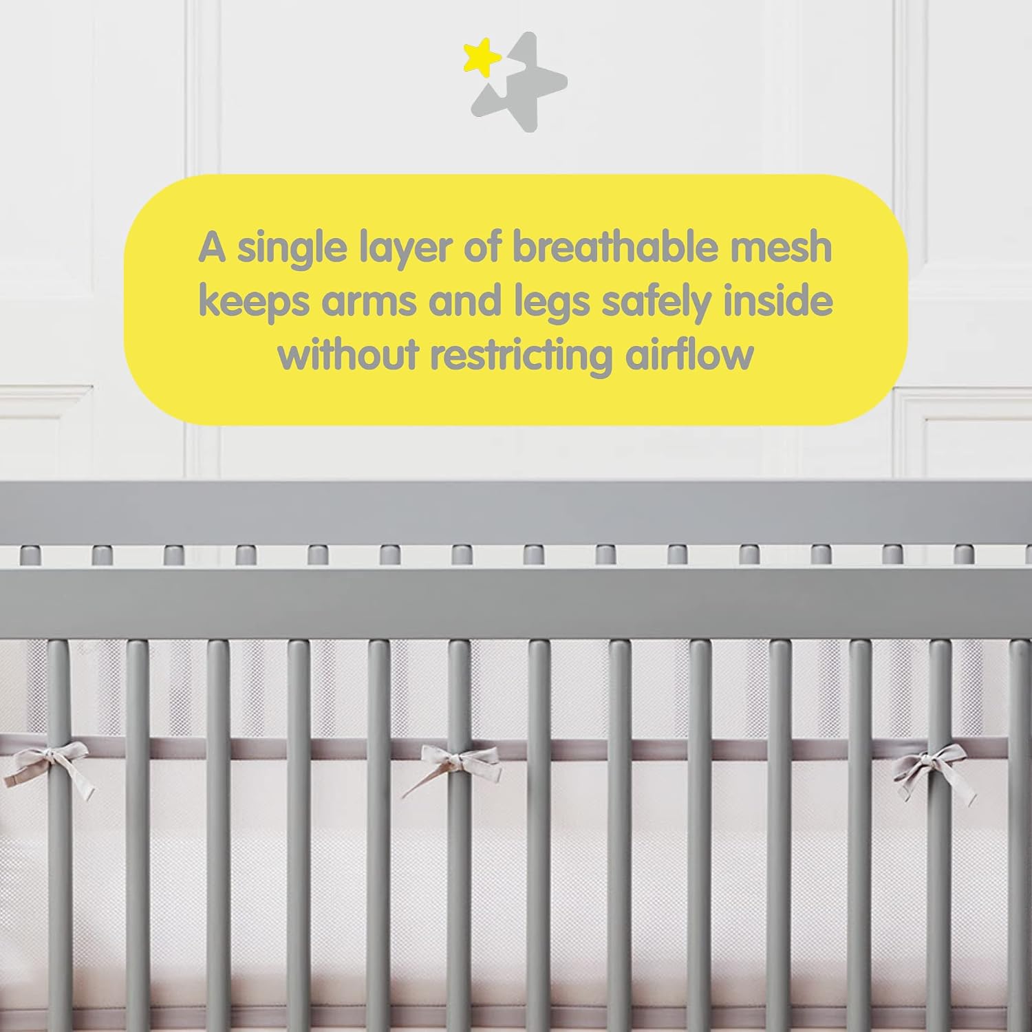 BreathableBaby Breathable Mesh Liner for Full-Size Cribs, Deluxe 4mm Mesh, Blue Haze (Size 4FS Covers 3 or 4 Sides)