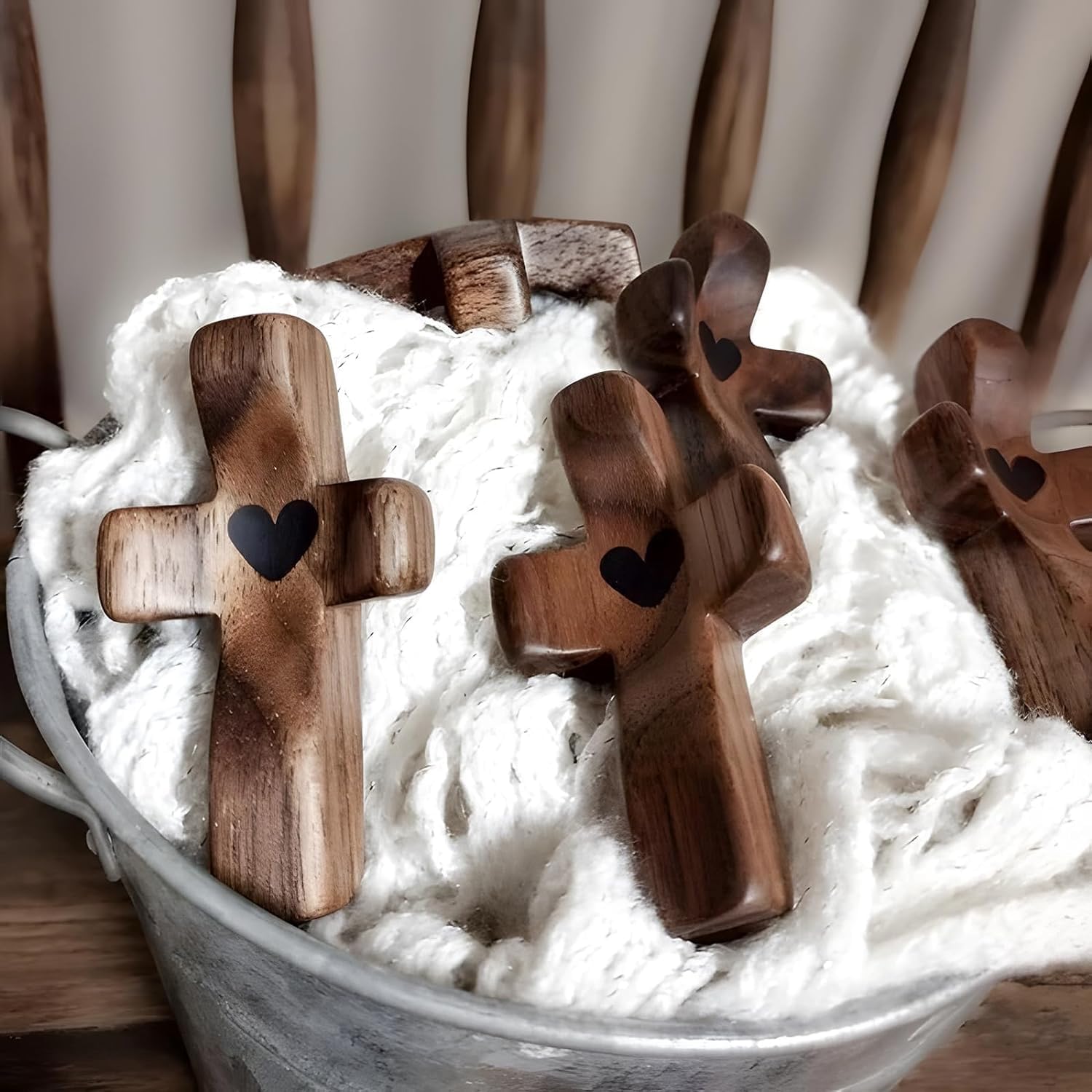 Cross My Heart/Encouragement Gift Wood Comfort Pocket Prayer Cross for Clutching, Clinging and Praying Christian Religious Gift
