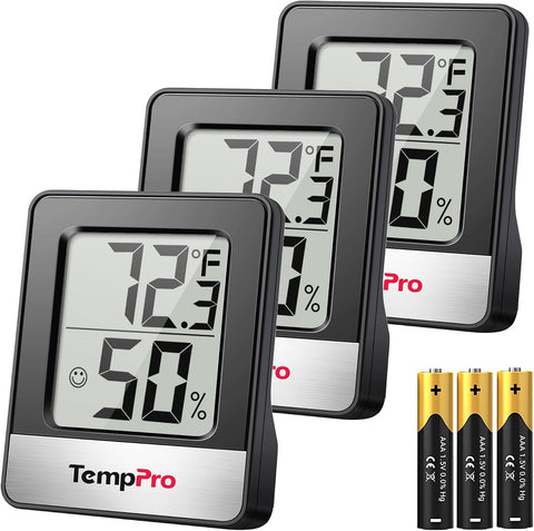 TempPro TP49 3 Pack Digital Hygrometer Indoor Thermometer