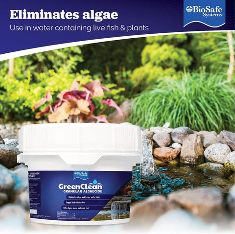GreenClean Granular Algaecide, 20 lbs, String Algae Control for Koi Ponds, Fountains, Waterfalls, Water Features on Contact, EPA Registered