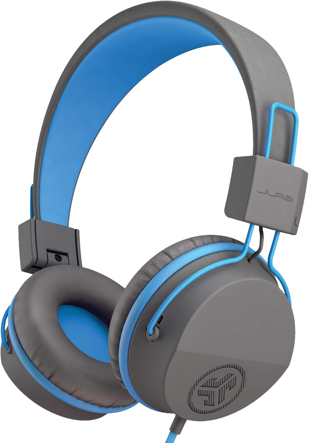 JLab, JBuddies Studio, Kids Wired on-Ear Headphones, Bundle with USB-C Adapter, Volume limiting, Foldable, Blue/Green