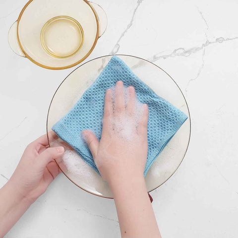 Homaxy 100% Cotton Waffle Weave Kitchen Dish Cloths 12-Pack, Sky Blue