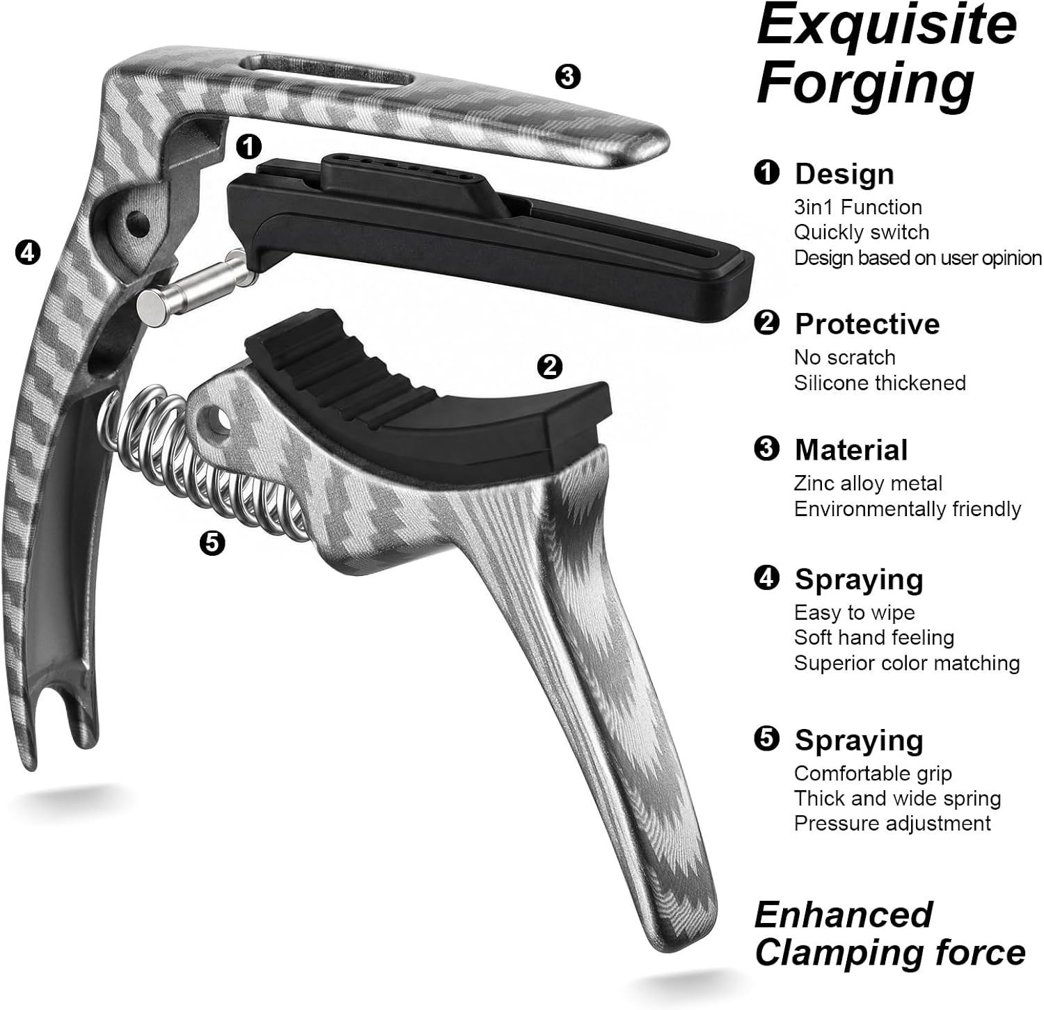 Guitar Capo 3in1 Metal Capo for Acoustic&Electric Guitar Accessories