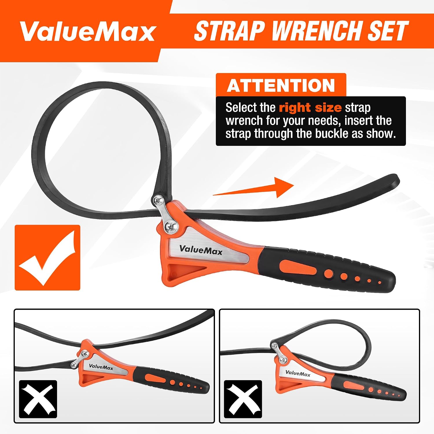 ValueMax Strap Wrench 2-piece, Adjustable Oil Filter Wrench Set