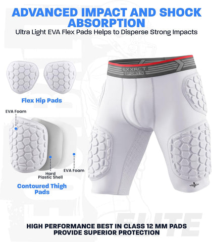 Exxact Sports Elite 5-Pad Adult Football Girdle for Men with Cup Pocket