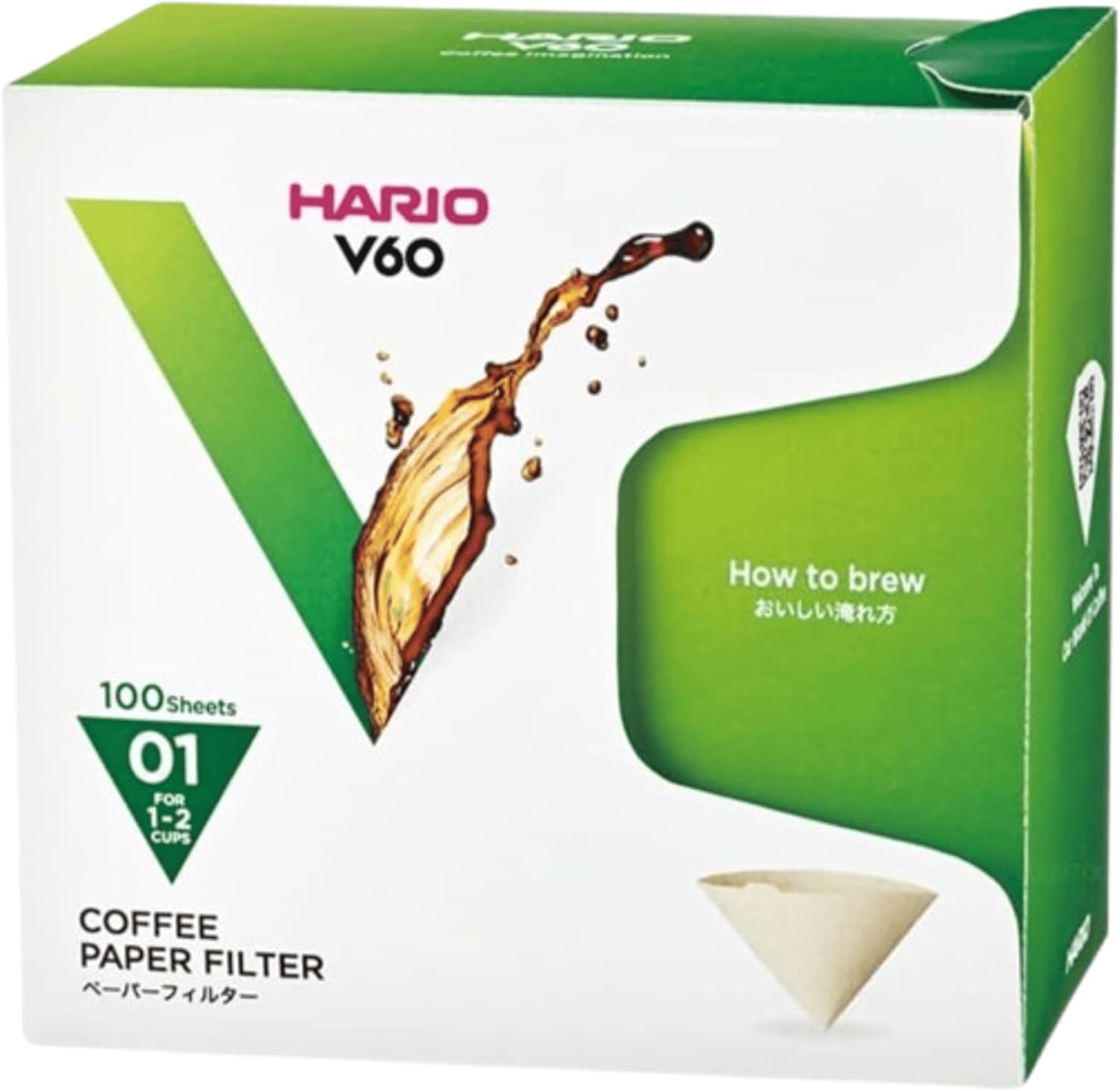 Hario V60 Paper Coffee Filter, Size 02, Natural, 100ct