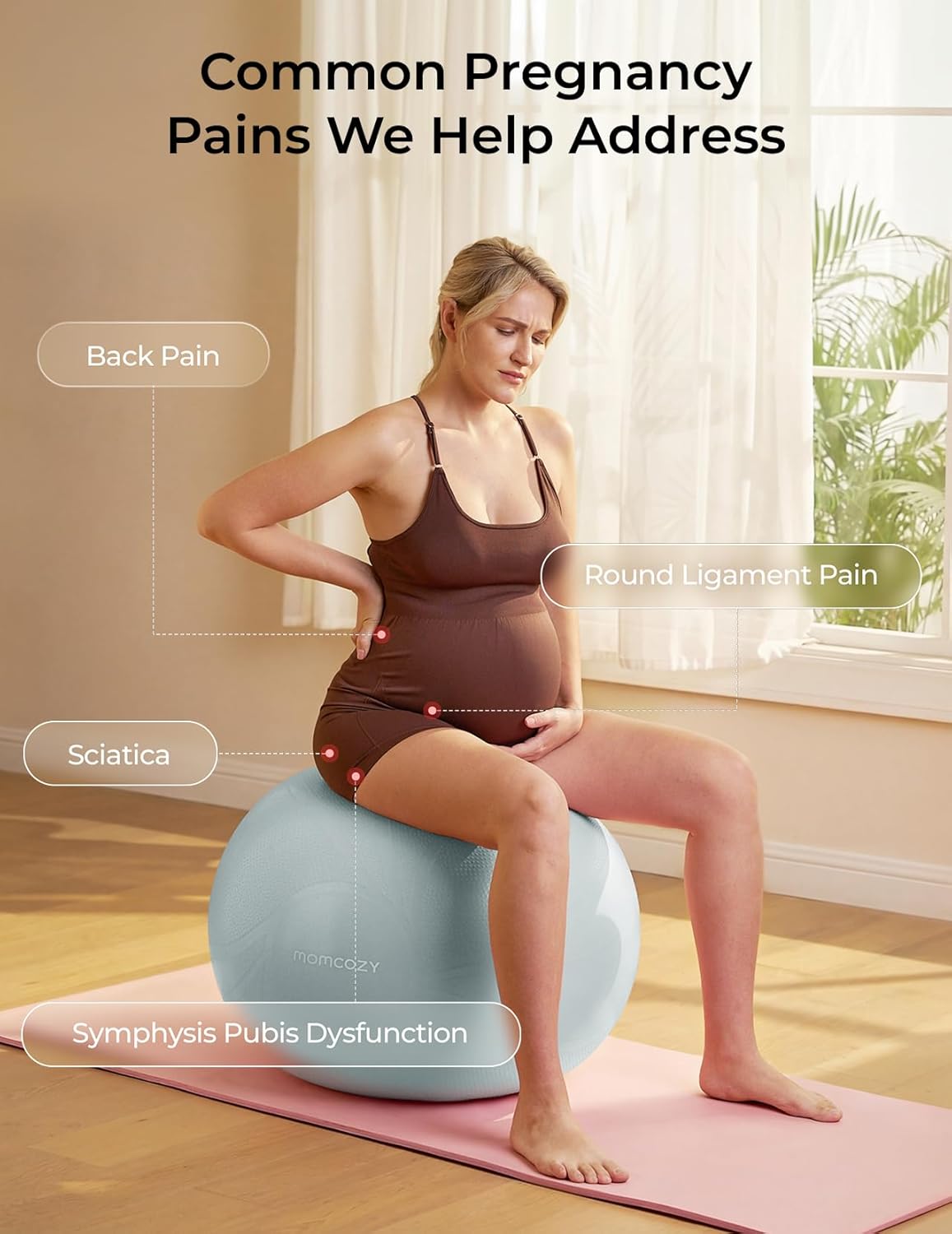 Momcozy BirthEase Pregnancy Ball Set, Birthing Ball Chair with App Courses