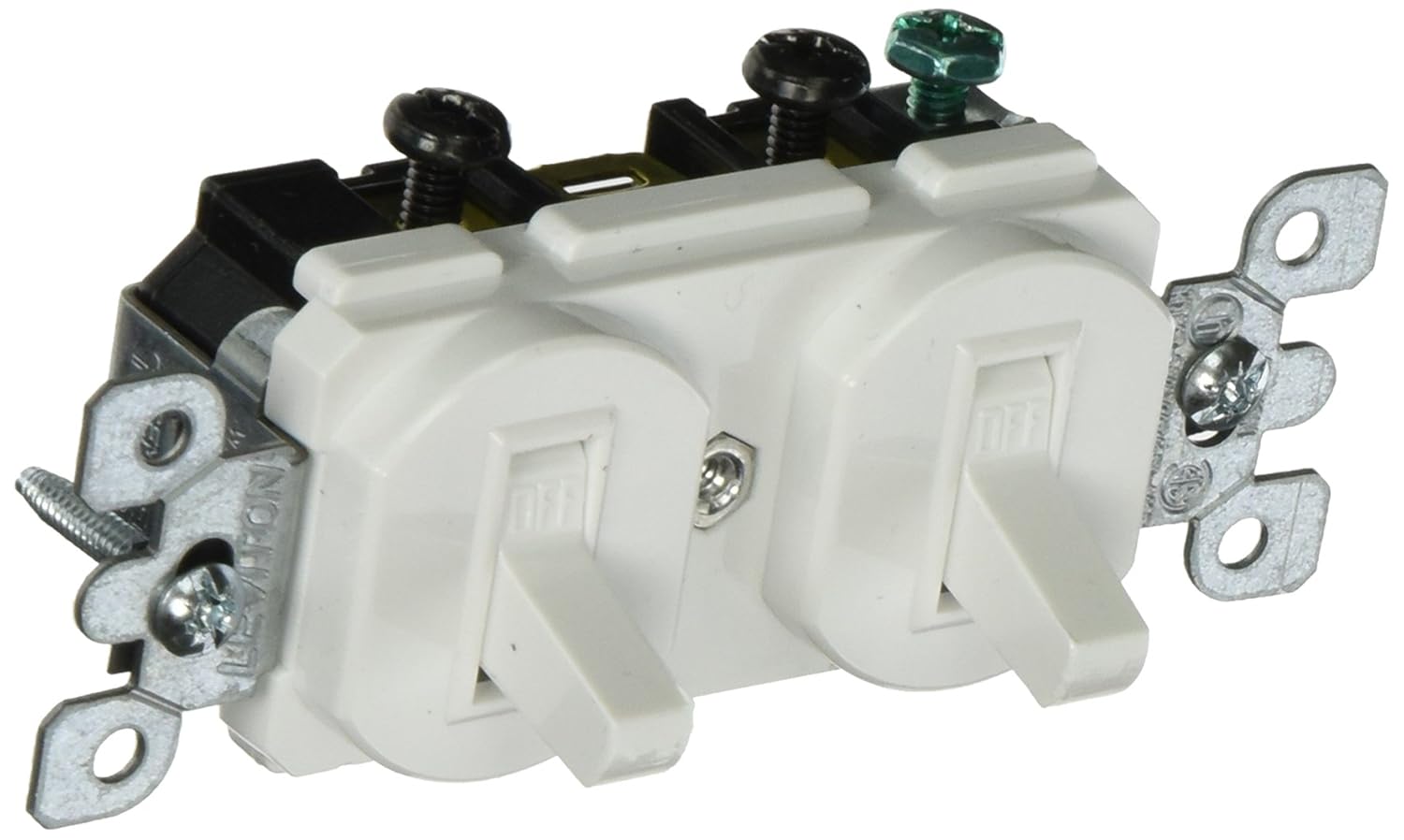 Leviton 20 Amp, 120/277 Volt, Duplex Style Single-Pole / Single-Pole AC Combination Switch, Commercial Grade, 5334-W, White