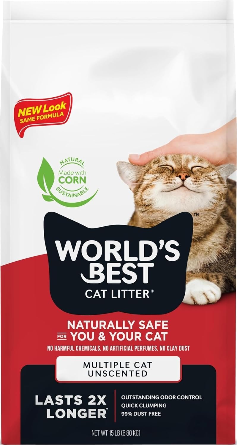 World's Best Cat Litter, Multiple Cat, Unscented, Odor Control, 15 lb Bag