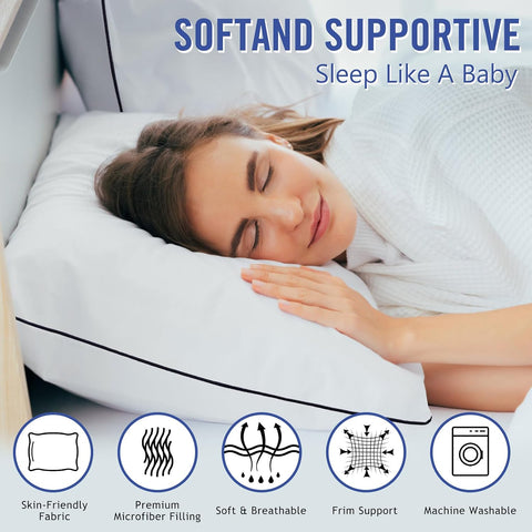 Vorouhals Hotel Collection Bed Pillows for Sleeping 2 Pack King Size Cooling Pillows Set of 2 for Back, Stomach or Side Sleepers, Super Soft Down Alternative Microfiber Filled Pillows