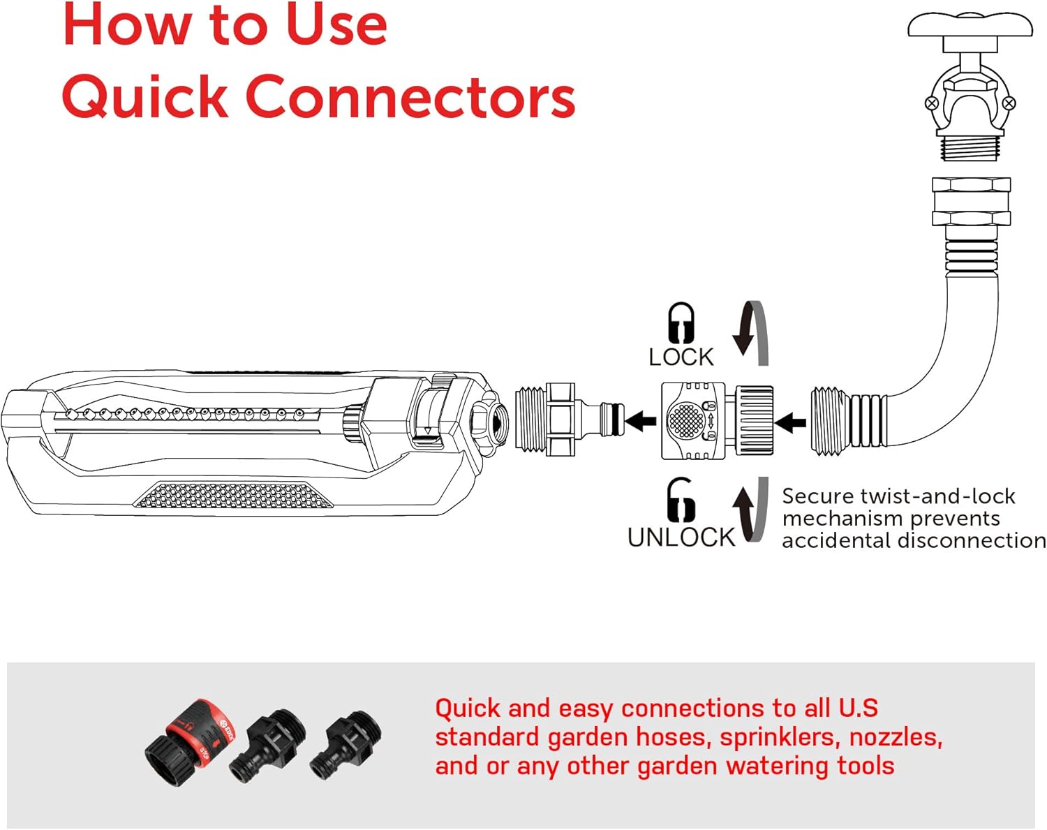 Eden 96213 Weighted Essential Oscillating Sprinkler | Covers Up to 3,600 sq. ft., 16 Precision Nozzles, Adjustable Range, Turbo Drive Motor, Quick Connect Bundle, Stainless Steel Filters, Black