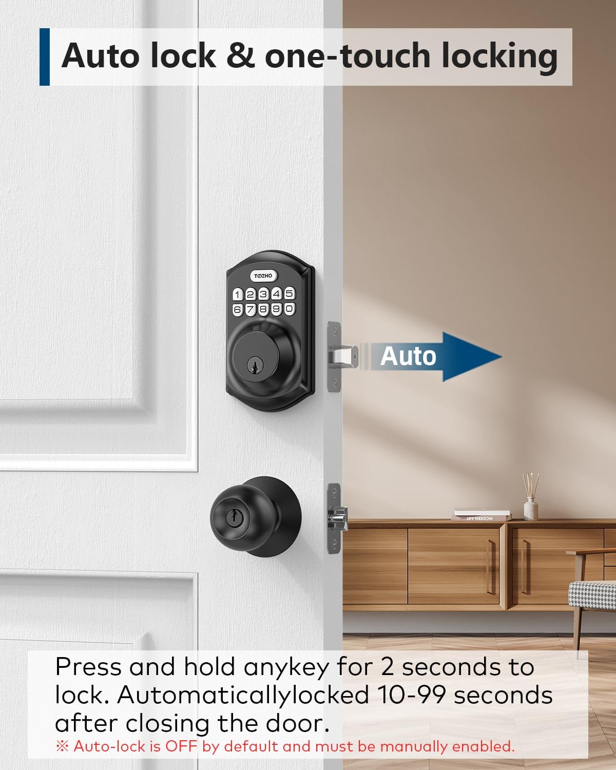 TEEHO TE001 Keyless Entry Deadbolt with Keypad for Front Door, Matte Black