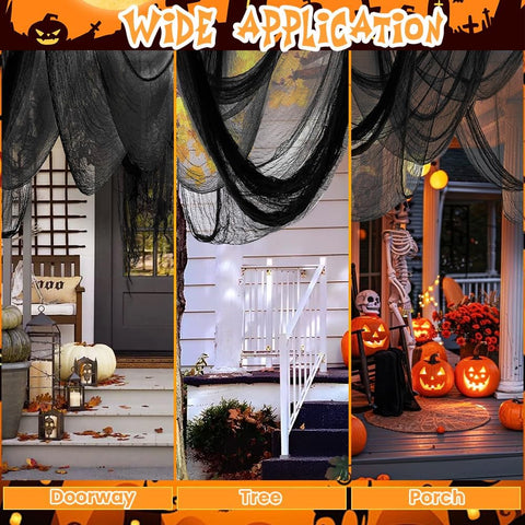 5PCS 30" x 72" Black Halloween Creepy Cloth for Indoor Outdoor Decoration