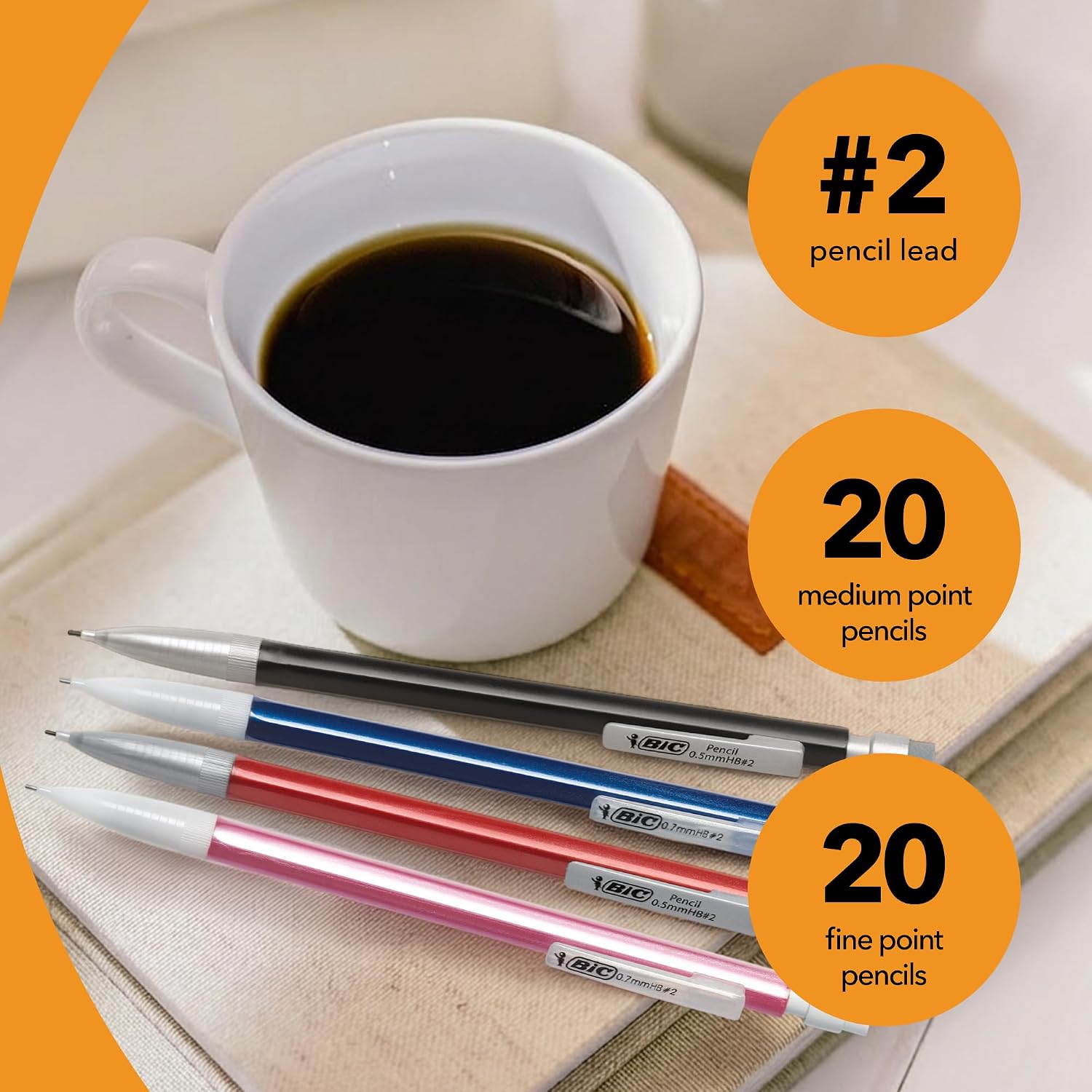 BIC Mechanical Pencils #2 XtraSmooth, 0.7mm & 0.5mm, Pack of 40