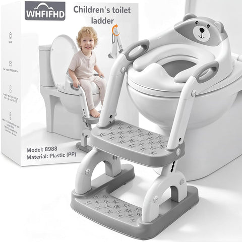 Potty Training Toilet with Step Stool: 8 Heights for Toddler 2-in-1