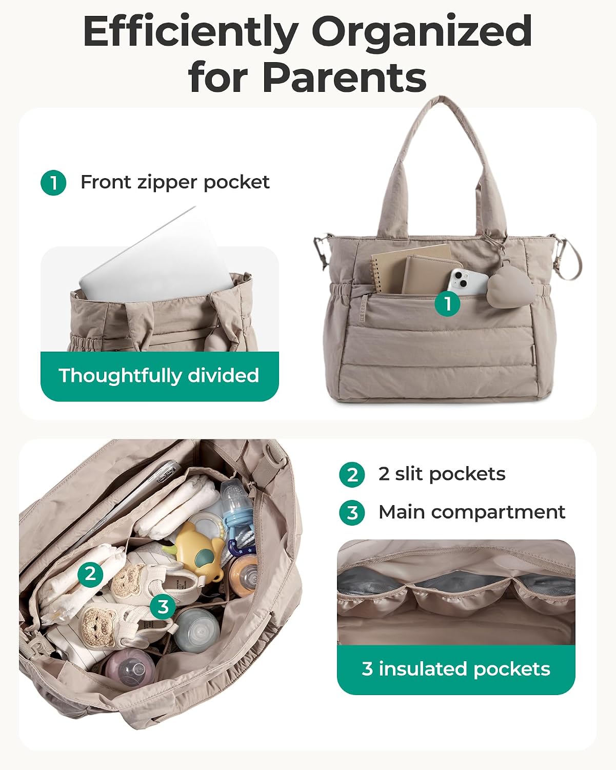 BAGSMART Diaper Bag Tote, Hospital Bag for Labor Delivery Travel Baby Tote