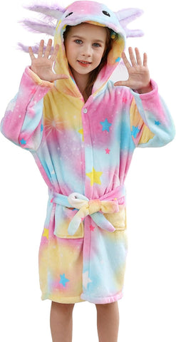 DELEY Unisex Boys Girls Bathrobes Toddler Hooded Robes Kids Sleepwear