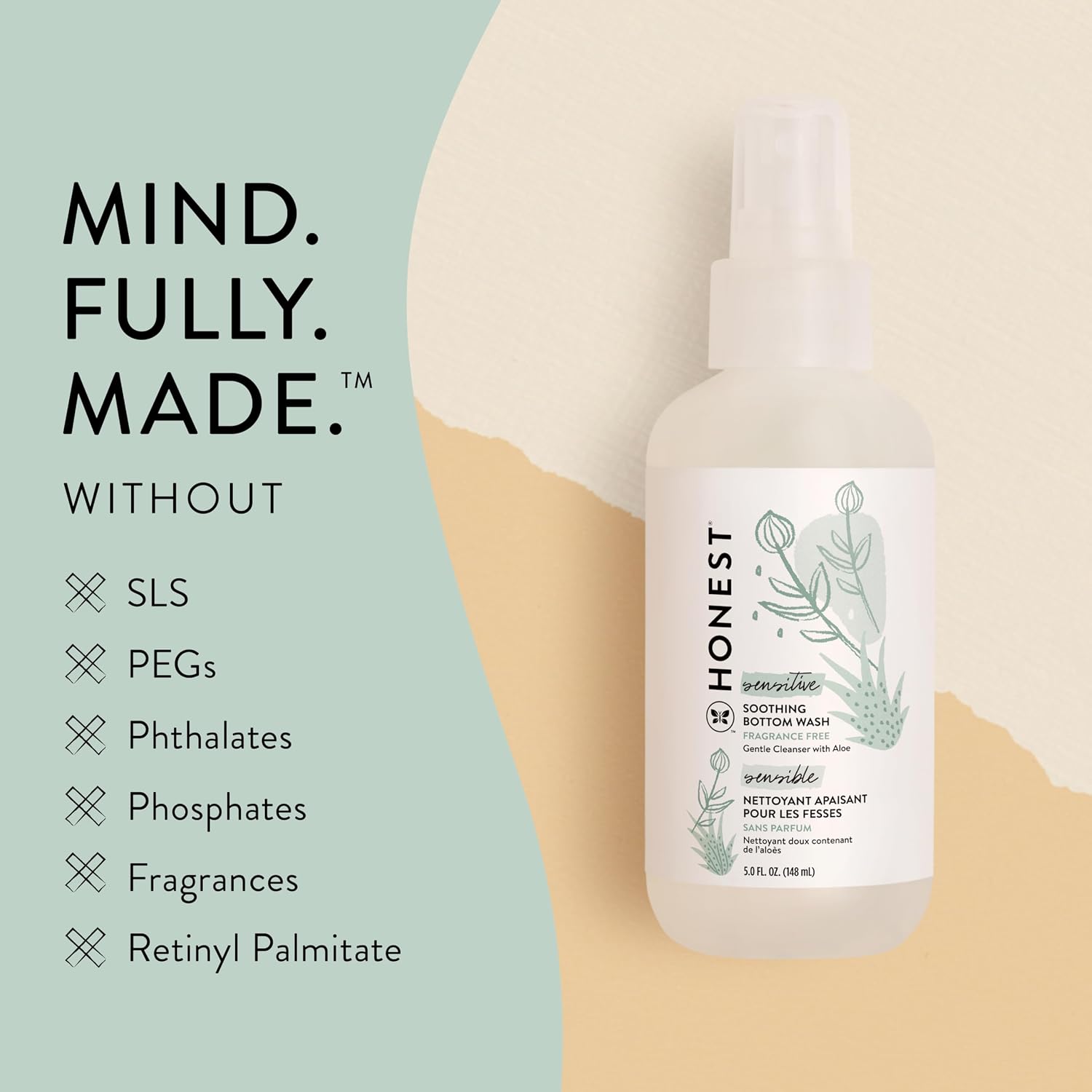 The Honest Company Soothing Baby Bottom Wash, Naturally Derived, 5 fl oz