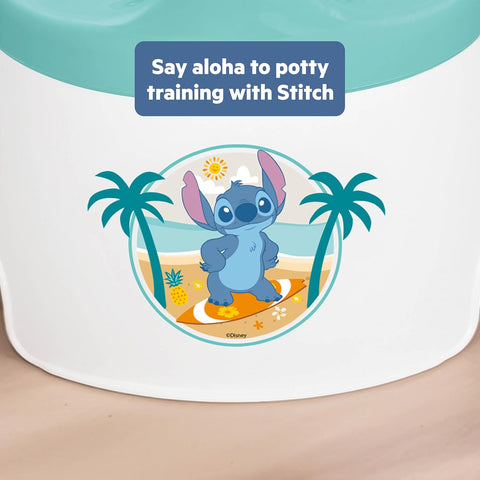 Bright Starts Disney Stitch Full Comfort Potty Training Toilet, Easy Clean Removable Bowl, Splash Guard, High Back for Comfort & Stability, Toddlers up to 50 lbs