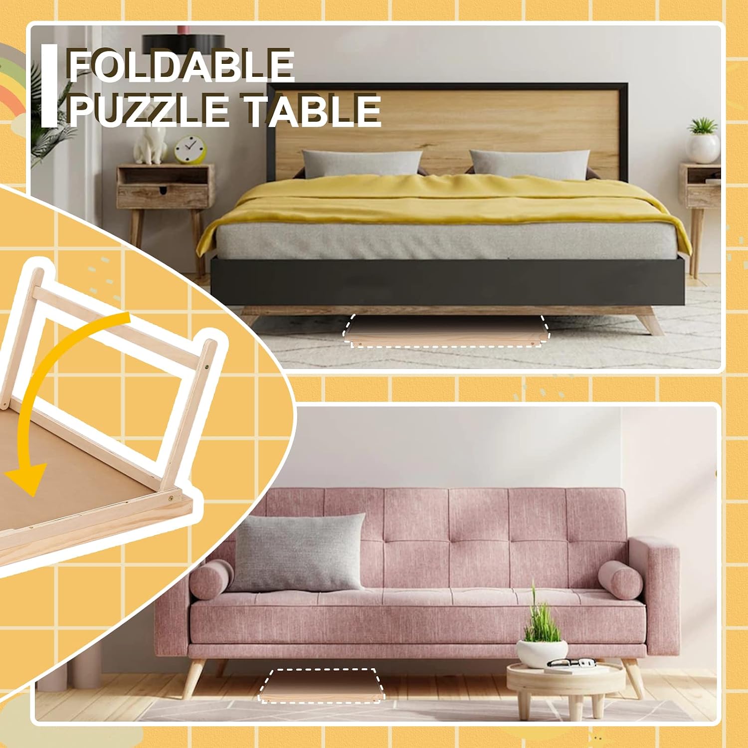 Puzzle Board 1500 Pieces,2 in 1 Jigsaw Puzzle Table with Folding Legs