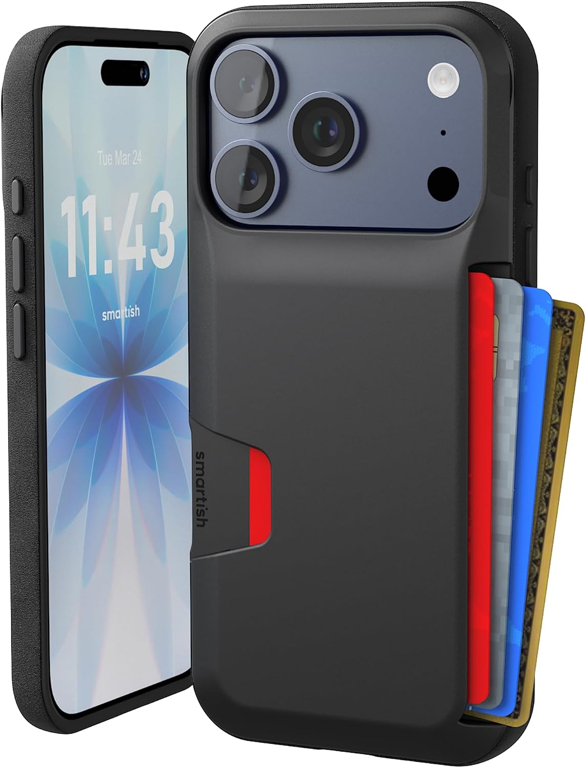 Smartish iPhone 17 Pro Wallet Case, Card Holder, Wallet Slayer Vol 1, Black