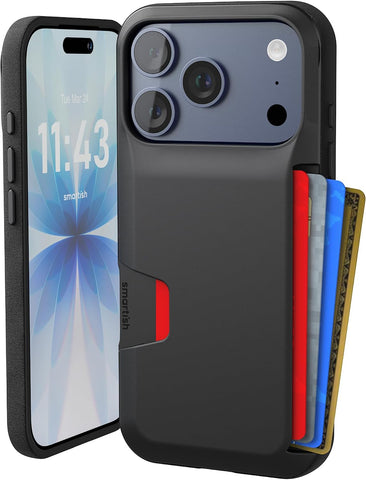 Smartish iPhone 17 Pro Wallet Case, Card Holder, Wallet Slayer Vol 1, Black