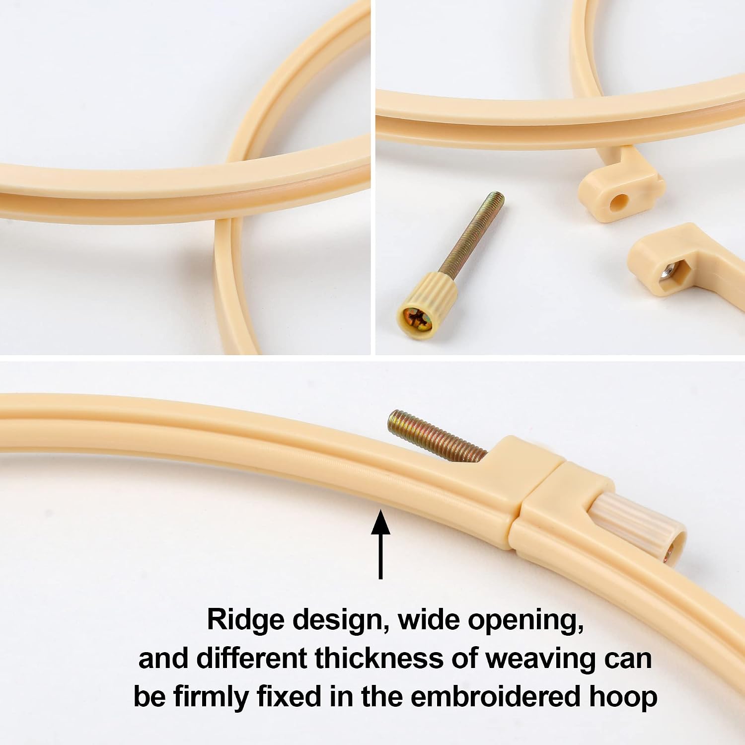 6 Pcs Embroidery Hoop, Round Plastic Cross Stitch Hoop with 16 Needles (3.6In to 10.7 in), Small Embroidery Hoop, Cross Stitch Hoops and Frames, Suitable for Embroidery, Craft Sewing