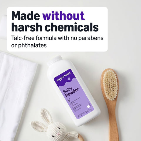 Amazon Basics Lavender and Chamomile Cornstarch Baby Powder, Hypoallergenic, 15 oz, 1 Pack