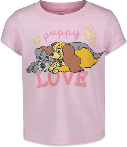 Disney Classics Girls' 3-Pack Glitter T-Shirts for Baby & Kids
