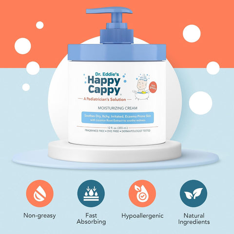 Happy Cappy Moisturizing Cream - Dry Skin Lotion for Kids - 12 fl oz