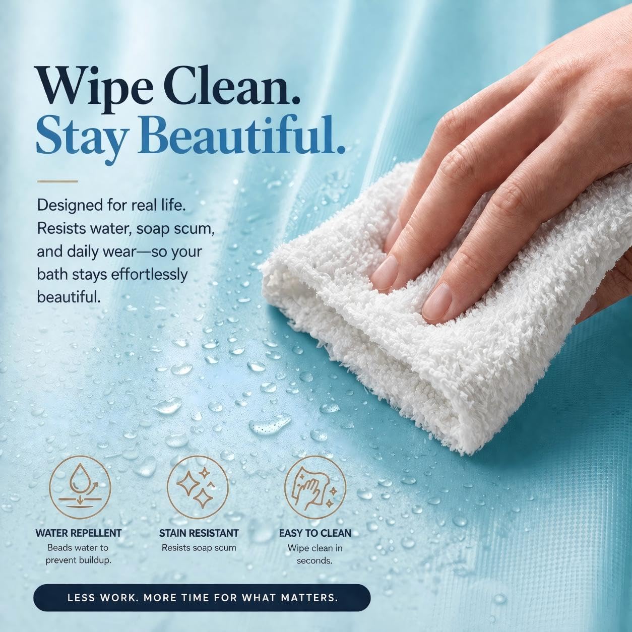 EHZNZIE Aqua Shower Curtain Liner 72x72, PEVA Waterproof Bath Curtain, No Chemical Smell, 3 Weighted Magnets, Durable with Rustproof Metal Grommets