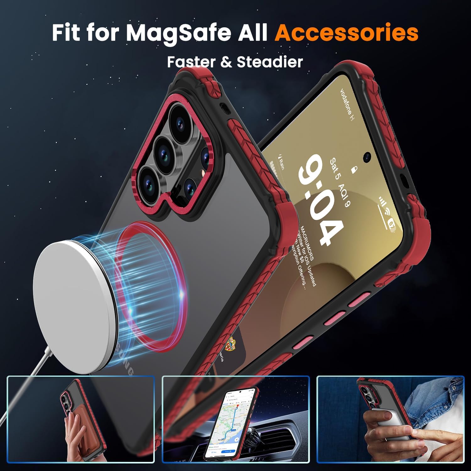 DEERLAMN Strong Magnetic Case for Samsung Galaxy S26 Ultra, Matte Red
