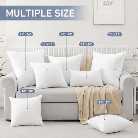 Leeden 12x20 Throw Pillow Inserts Set of 2, Lumbar Pillow Inserts for Couch