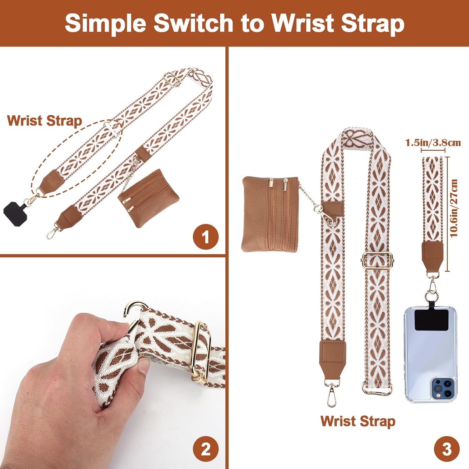 XANGNIER Clip and Go Strap for Phone with Wallet Crossbody,Multicolor 22
