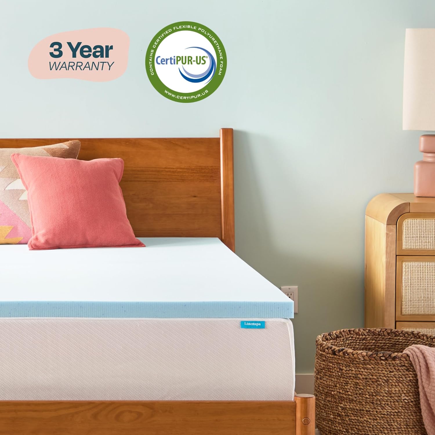 Linenspa Memory Foam Mattress Topper, King Size - 2 Inch Gel Infused Memory Foam - Plush Feel - Cooling and Pressure Relieving - CertiPUR Certified