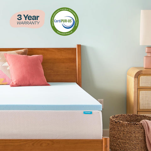 Linenspa Memory Foam Mattress Topper, King Size - 2 Inch Gel Infused Memory Foam - Plush Feel - Cooling and Pressure Relieving - CertiPUR Certified