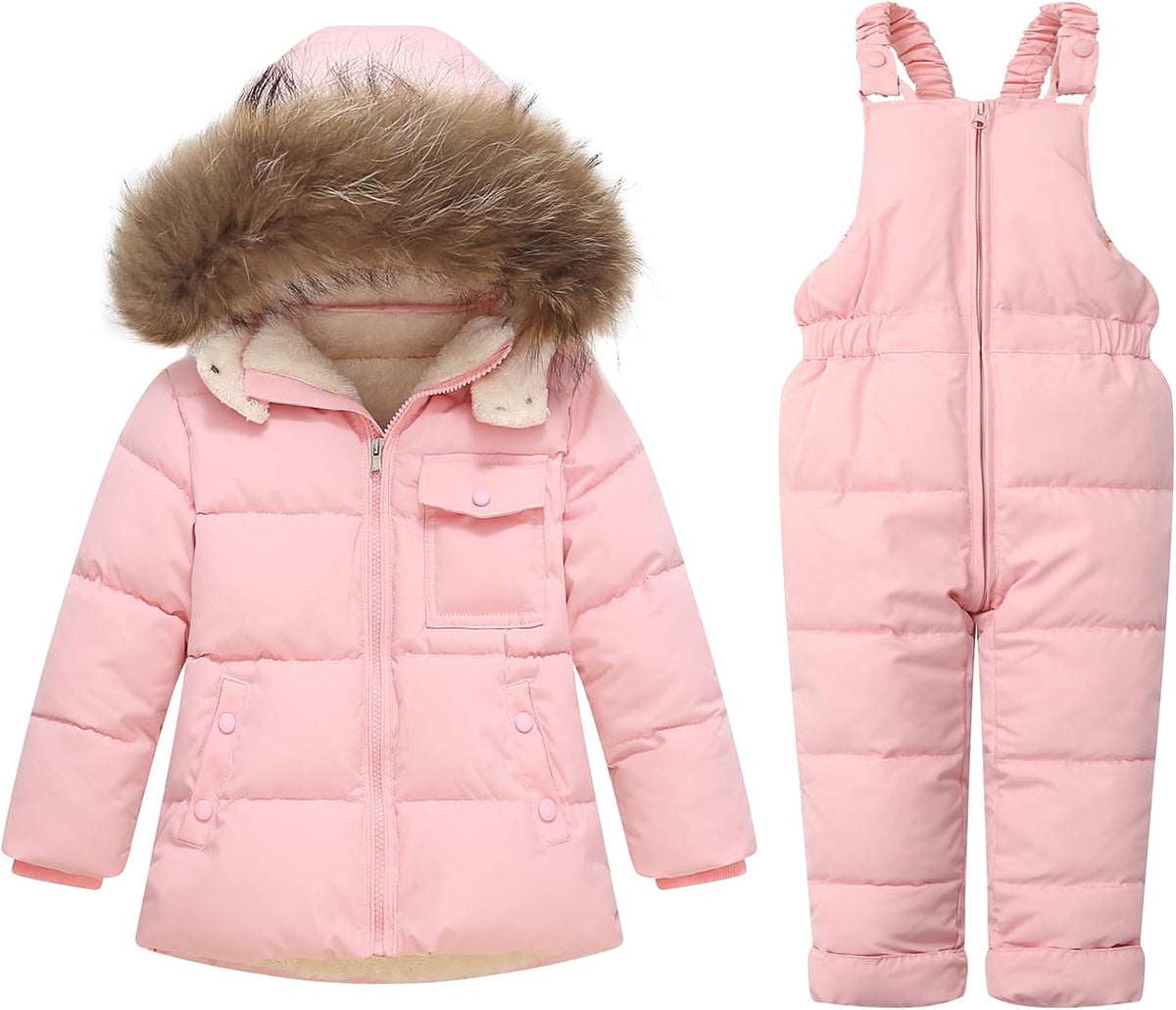 Toddler Snowsuit Girl Baby Winter Coat Bib Boy Snow Pants and Jackets