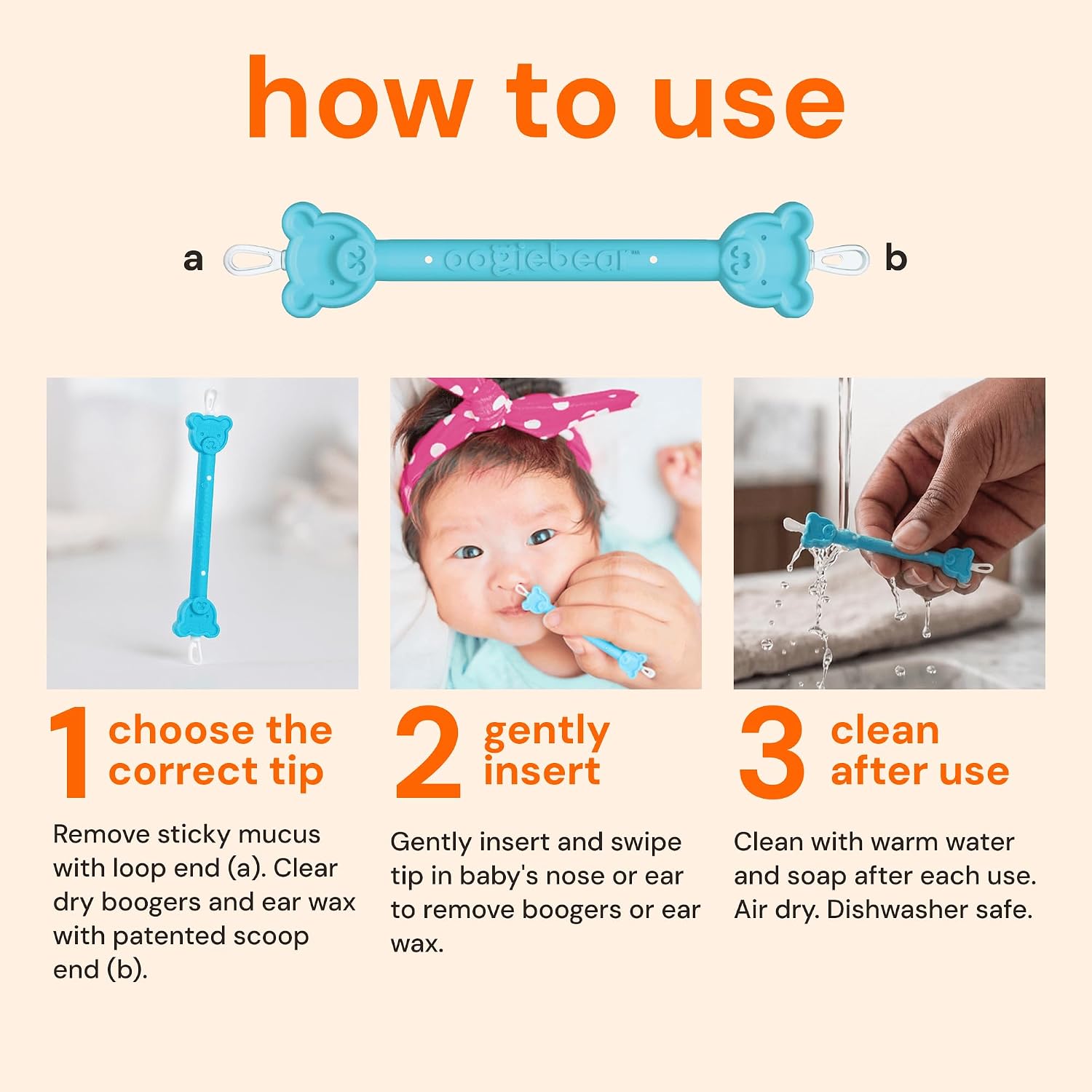 oogiebear Baby Nose & Ear Picker with Travel Case, 2 Pieces, Blue
