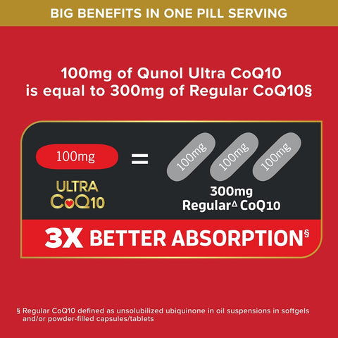 Qunol Ultra CoQ10 100mg, 3X Better Absorption, Antioxidant, 120 Softgels | #1 Cardiologist Recommended Supplement for Heart Health, Coenzyme Q10 Supplement to support Vascular Health & Cellular Energy